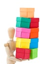 Wooden figure colored boxes Royalty Free Stock Photo