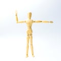 Wooden figure doll with extend the arms emotion for exercise con Royalty Free Stock Photo