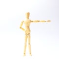 Wooden figure doll with looking emotion for success business con Royalty Free Stock Photo