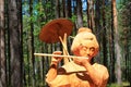 A wooden figure of a Japanese woman