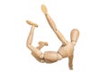 Wooden figure mannequin falling down