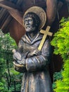 Wooden figure of Saint Francis of Assisi at the church in Kalety Miotek in Poland