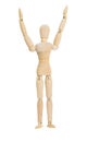 Wooden figure show 2 hands up over the head Royalty Free Stock Photo