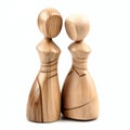 Wooden figures of men and women on a white background, Isolate