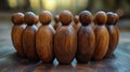 Wooden Figurines: Unity and Teamwork Royalty Free Stock Photo