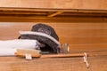 wooden Finnish sauna, shooting objects in the the empty steam room.traditional sauna accessories ,felt hat, towel