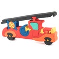 Wooden fire truck toy Royalty Free Stock Photo