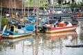 Wooden fish boat parking at the pier