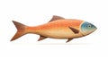 Realistic Wooden Fish Illustration On White Background