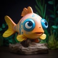 Wooden Fish Figure With High Detailed Face And Bright Colors Royalty Free Stock Photo