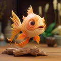 Wooden Fish Figure: High Quality, Ip, Pixar, Disney, Pop Mart Royalty Free Stock Photo