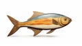 Carved Wooden Fish Illustration On White Background