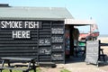 Wooden fish shop on beach