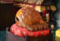 Wooden Fish Wakeful Drum s muyu in Chinese Buddhist temple in Lumbini, Nepal.