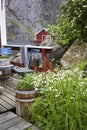 Wooden fishermans houses in the bay of Nusfjord, Lofoten Islands, Norway