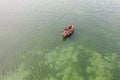 Wooden fishing boat moored at the sea Royalty Free Stock Photo