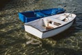 Wooden fishing boat without motor Royalty Free Stock Photo