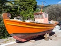 Wooden Fishing Boat Painting