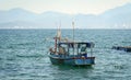 Wooden fishing boat on the sea in Phuyen