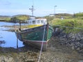 Wooden fishing boat on shore