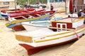 Wooden fishing boats beach people, Cape Verde Royalty Free Stock Photo