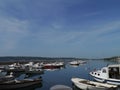 Wooden fishing boats in the local harbour Royalty Free Stock Photo