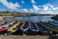 Wooden fishing boats in the natural port of Hanga Roa