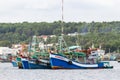 Wooden Fishing Boats At An Thoi Harbour In Phu Quoc Island, Vietnam. Royalty Free Stock Photo