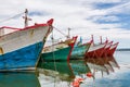 Wooden fishing vessels, mooring in Benoa Harbour Royalty Free Stock Photo