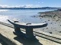 Wooden floating dock with mooring bitts. Detail. Royalty Free Stock Photo