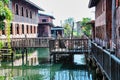 Wooden floating houses on Inle Lake in Shan, Myanmar, former Burma Royalty Free Stock Photo