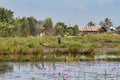 Wooden floating houses on Inle Lake in Shan, Myanmar, former Burma Royalty Free Stock Photo