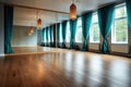 wooden floor and calm ambiance in yoga studio