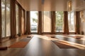 wooden floor and calm ambiance in yoga studio