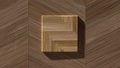 Wooden floor and cubic wooden objects Natural, organic, elegant and modern 3D Rendering abstract background