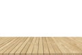 Wooden floor deck or terrace isolated on white wall background Royalty Free Stock Photo