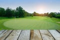 Wooden floor and golf course background Royalty Free Stock Photo
