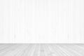 Wooden floor in grey color and wood wall in light white Royalty Free Stock Photo