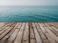 wooden floor platform and blue sea with sky heritage Royalty Free Stock Photo