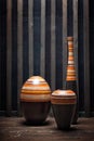 Wooden floor vases
