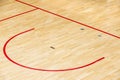 Wooden floor volleyball, futsal, basketball, badminton court with light effect Wooden floor of sports hall with marking lines line Royalty Free Stock Photo