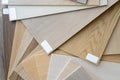 Wooden flooring samples. Interior designer composition, choosing wood floor. Royalty Free Stock Photo