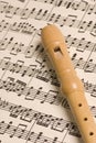 Wooden Flute and Music Royalty Free Stock Photo
