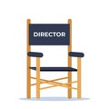 Wooden folding chair with Director label for cinema or theatre usage. Cinema director chair. Vector illustration