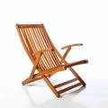 Wooden folding deck chair isolated, with clipping path