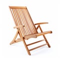 Wooden folding deck chair isolated, with clipping path