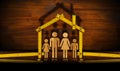 Wooden Folding Ruler with Family - House Project Royalty Free Stock Photo
