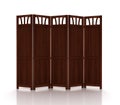 Wooden folding screen isolated