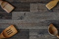 Wooden food storage tins that have been used in the past and are Royalty Free Stock Photo