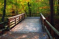 Wooden footbridge in autumn